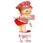 Baby Q Girl Centerpiece Red White Plaid Wood Spatula Potholder