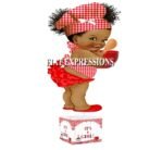 Baby Q Girl Centerpiece Red Gingham Sauce Bowl Spoon