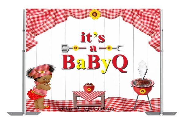 Baby-Q Girl Red & Yellow with Sunflower Baby Shower Poster Backdrop Digital File