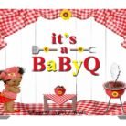 Baby-Q Girl Baby Shower Backdrop Red White Sunflower Grill