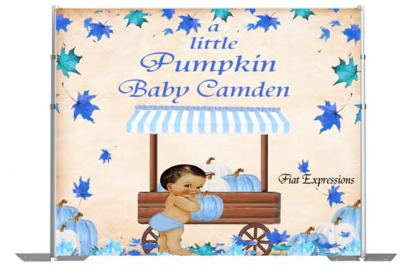 Pumpkin Baby Boy Blue Baby Shower Backdrop, Autumn Baby Shower Backdrop, Fall Baby Shower Backdrop Digital File DIGITAL