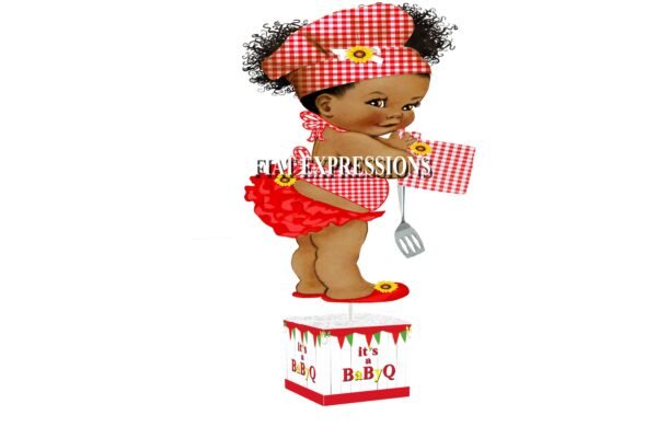 Baby-Q Girl Red and Sunflower Baby Shower Table Centerpiece
