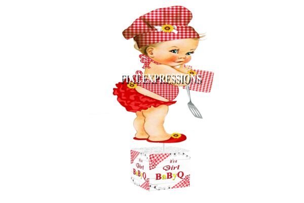 Baby-Q Girl Red & Yellow with Sunflower Baby Shower Table Centerpiece