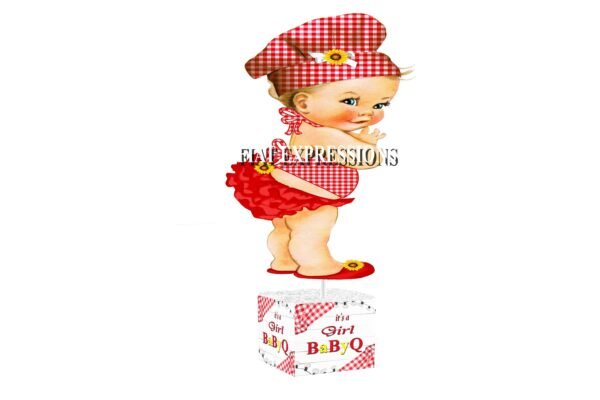 Baby-Q Girl Red & Yellow Baby Shower Table Centerpiece