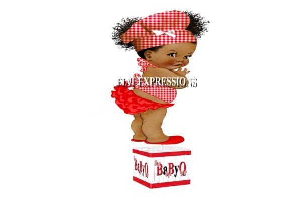 Baby-Q Girl Red & White Baby Shower Table Centerpiece