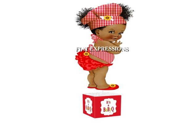 Baby-Q Girl Red with Sunflower Baby Shower Table Centerpiece