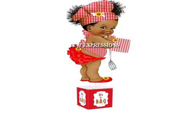 Baby-Q Girl Red & Sunflower Baby Shower Table Centerpiece