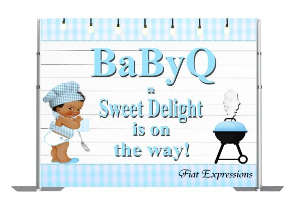 Baby-Q Boy Blue Baby Shower Poster Backdrop Digital File