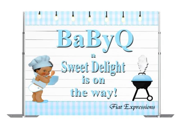 Baby-Q Blue Baby Shower Poster Backdrop Digital File