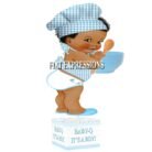 Baby Q Boy Centerpiece Blue Gingham Wood Bow