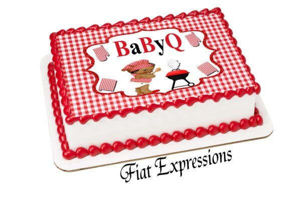 Baby-Q Boy Red & White Edible Cake Image Digital File