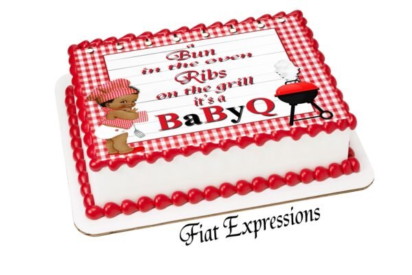 Baby-Q Boy Red & White Edible Cake Image Digital File
