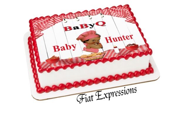 Baby-Q Red & White Check Edible Cake Image Digital File