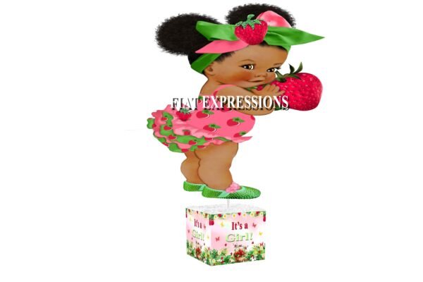 Strawberry Baby Shower Centerpiece, Baby Shower Decorations Girl with Basket & Skunk