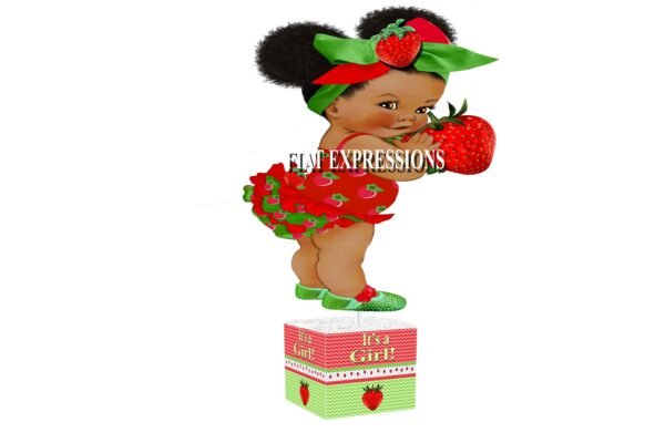 Strawberry Girl Red & Green Chevron Baby Shower Centerpiece, Baby Shower Decorations