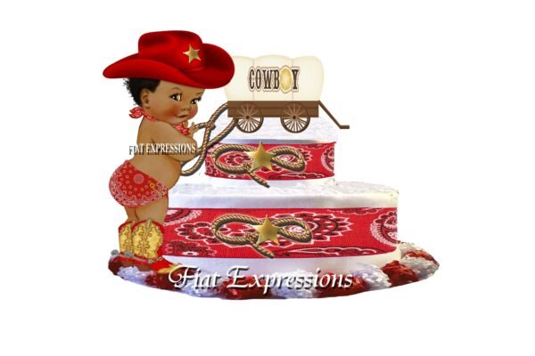 Cowboy Diaper Cake, 2 Tier Diaper Cake, Western Diaper Cake, Cowboy Baby Shower Centerpiece & Gift