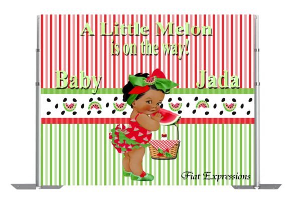 Watermelon Girl Red & Green Baby Shower Poster Backdrop Digital File