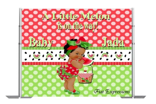 Watermelon Precious Girl Baby Shower Poster Backdrop Digital File