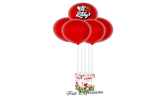 Strawberry Red & Pink with Flowers Baby Shower Balloon Centerpiece, Strawberry Garden Baby Shower Table Balloon Centerpiece