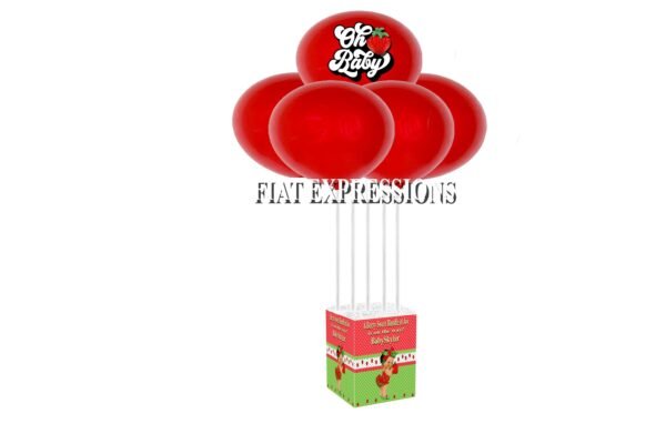 Strawberry Girl Red & Green Baby Shower Balloon Centerpiece, Strawberry Small Dots Baby Shower Balloon Centerpiece