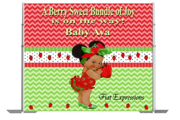 Strawberry Little Girl Baby Shower Backdrop, Strawberry Baby Shower Poster, Strawberry Baby Shower Photo Prop, Strawberry Sign Digital File