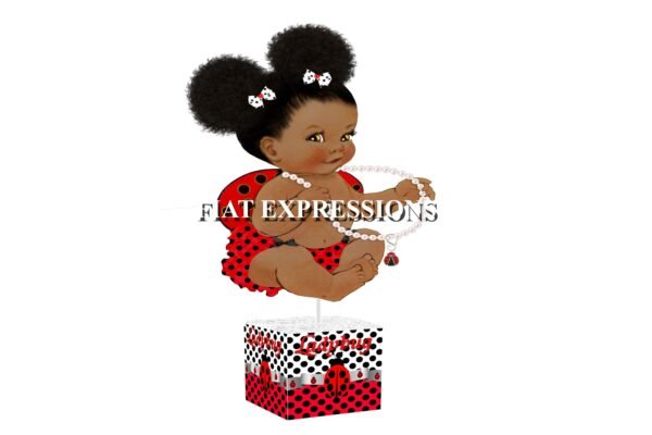 Ladybug Baby Shower Centerpiece, Red & Black with Sitting Baby