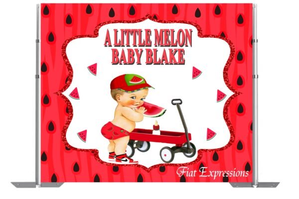 Watermelon Boy Red Baby Shower Poster Backdrop Digital File