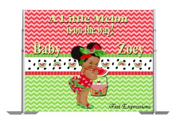 Watermelon Girl Red Baby Shower Poster Backdrop Digital File