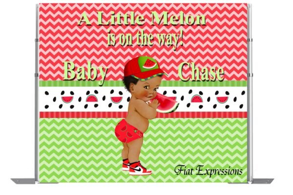 Watermelon Boy Red & Green Baby Shower Poster Backdrop Digital File