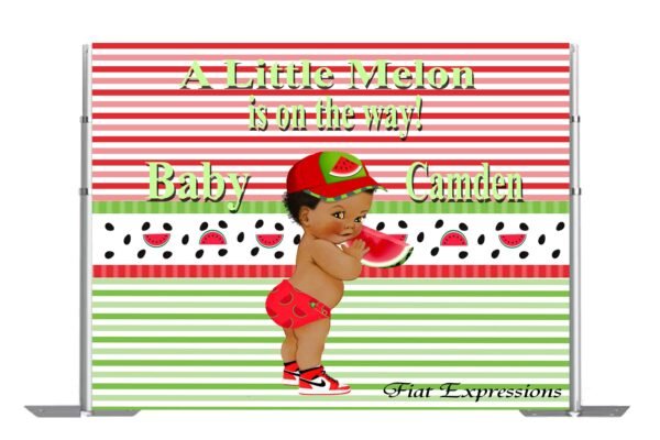 Watermelon Little Boy Baby Shower Poster Backdrop Digital File