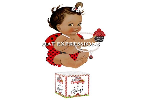 Ladybug Sitting Baby Shower Centerpiece Red, Ladybug eating her Cupcake Baby