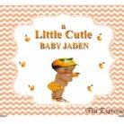 Little Cutie Oranges Chevron Boy Baby Shower Backdrop