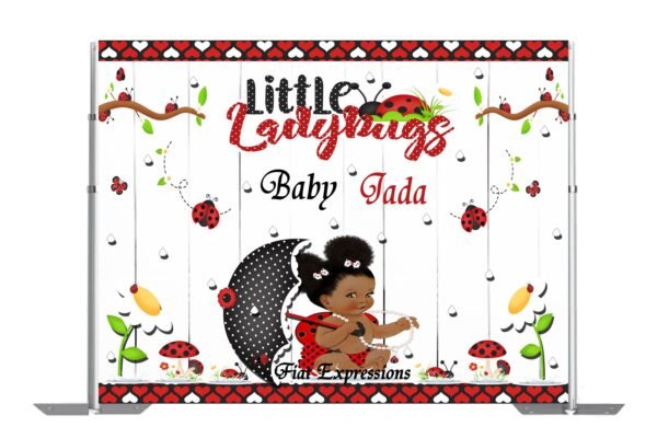 Ladybug Sitting in Rain Baby Shower Poster Backdrop Digital File