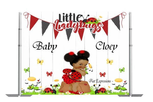 Ladybug in Garden Baby Shower Poster Backdrop Digital File