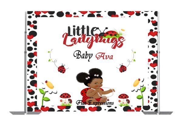 Ladybug Sitting Baby Shower Poster Backdrop Digital File