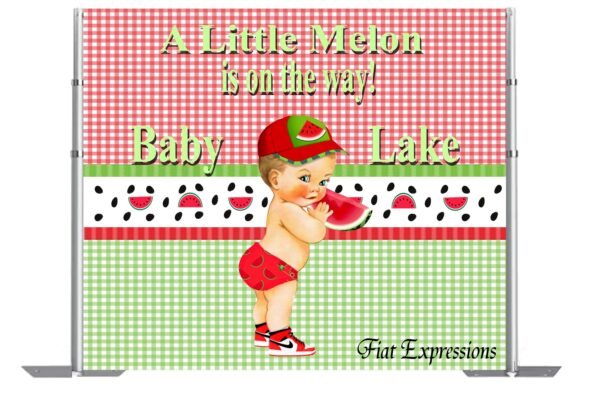Watermelon Boy Baby Shower Poster Backdrop Digital File