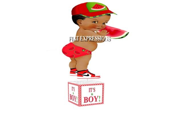 Watermelon Boy Red & Green Polka Dots Baby Shower Table Centerpiece