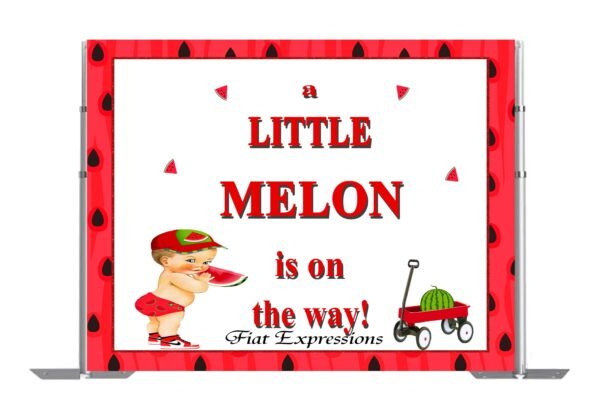 Watermelon Boy & Wagon Baby Shower Poster Backdrop Digital File