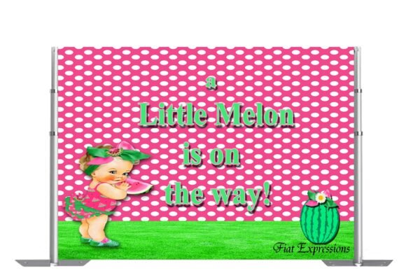 Watermelon Girl Pink & Green Baby Shower Poster Backdrop Digital File