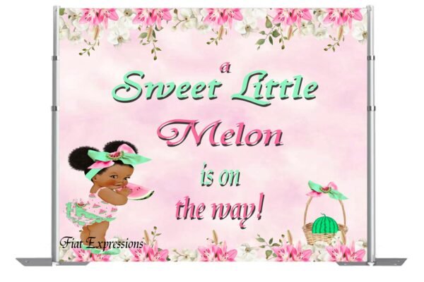 Watermelon Pink Girl Baby Shower Poster Backdrop Digital File