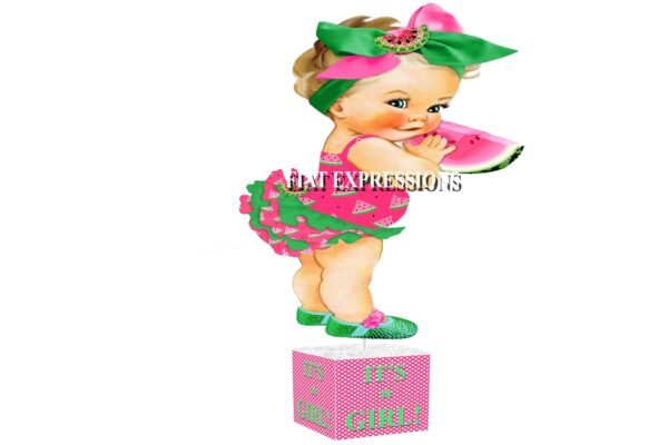 Watermelon Girl Pink Green Baby Shower Table Centerpiece