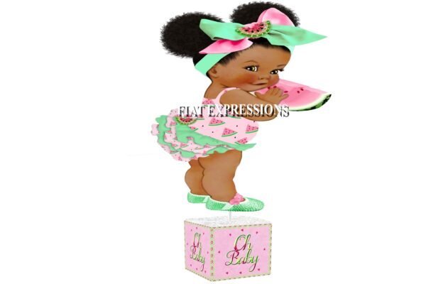 Watermelon Pink and Green Girl Baby Shower Table Centerpiece