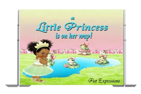 Princess & Frog Baby Shower Poster Backdrop Digital File, Princess Tiana Themed Backdrop,