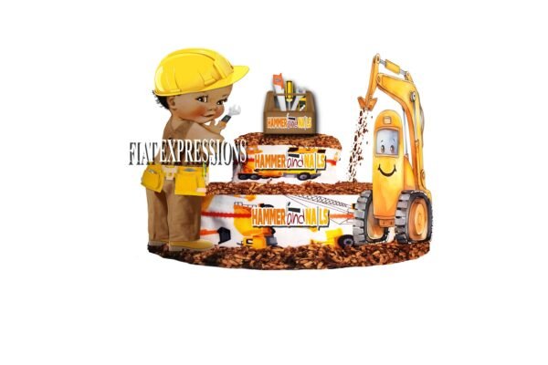 Construction & Toolbox Diaper Cake, 2 Tier Diaper Cake, Construction Baby Shower Centerpiece and Gift