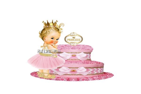 Princess Pink Diaper Cake, 2 Tier Diaper Cake, Princess Baby Shower Centerpiece and Gift