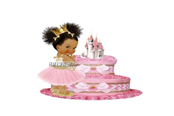 Princess & Pink Castle Diaper Cake, 2 Tier Diaper Cake, Princess Baby Shower Centerpiece and Gift