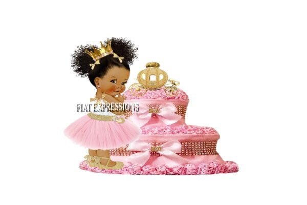 Princess with Gold Carriage Diaper Cake, 2 Tier Diaper Cake, Princess Baby Shower Centerpiece and Gift