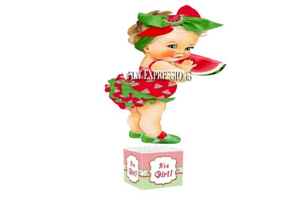 Watermelon Little Girl Baby Shower Table Centerpiece