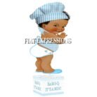 Baby Q Boy Centerpiece Blue Gingham Wood