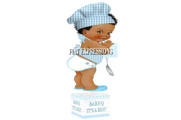 Baby-Q Boy with Blue Potholder Baby Shower Table Centerpiece